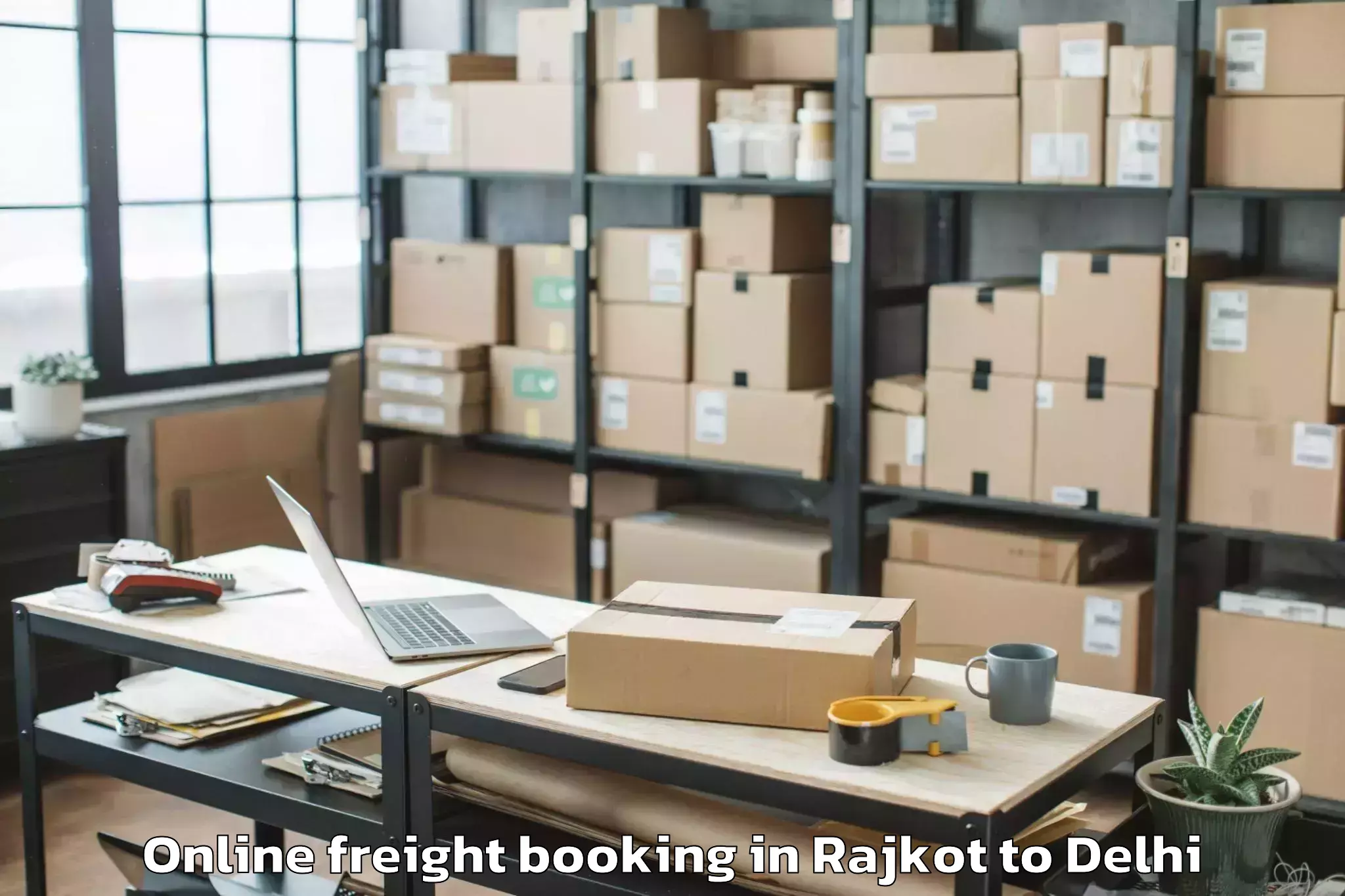 Affordable Rajkot to Saraswati Vihar Online Freight Booking